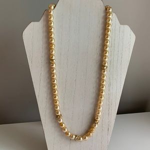 Faux Pearl & Rhinestone Beaded Necklace